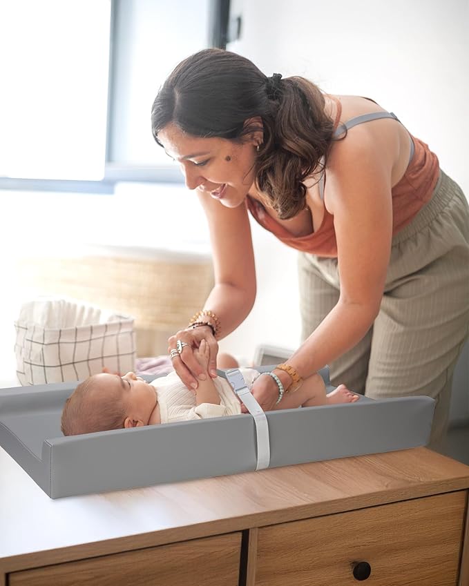 Baby Changing Pad for Dresser & Baby Changing Table Pad | Diaper Changing Pad & Wipeable Changing Pad - 100% Waterproof Vegan Leather, 31.25"x16" Standard Size