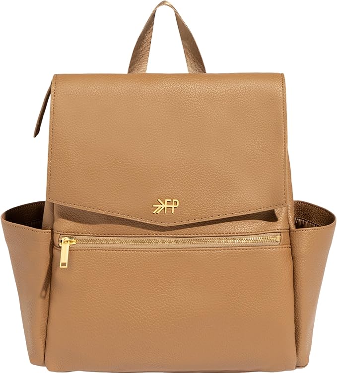 Freshly Picked Mini Classic Diaper Bag Backpack, Wipeable/Vegan Leather (Toffee)