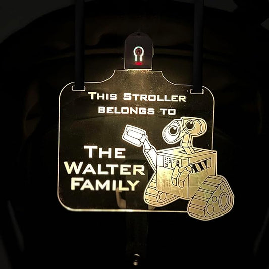 Personalized Night Light Stroller Name Tag, Mouse Ears Sign, Light up Family Stroller Sign for Theme Parks, Amusement Park Family Sign (Style 10)