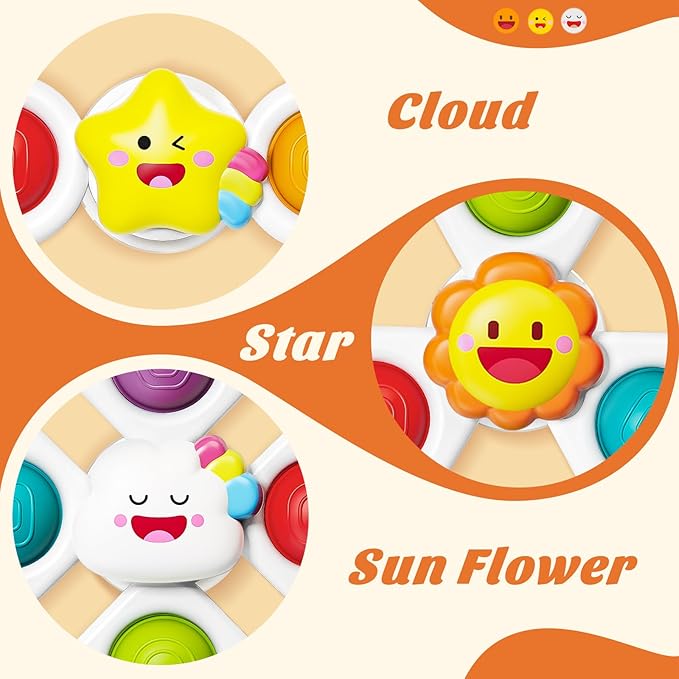 SpringFlower Baby Toys, Suction Cup Spinner Toys for 6 12 18 Months Toddlers, Birthday Baby Gifts Sensory Toys Bath Toys Travel Table Toy