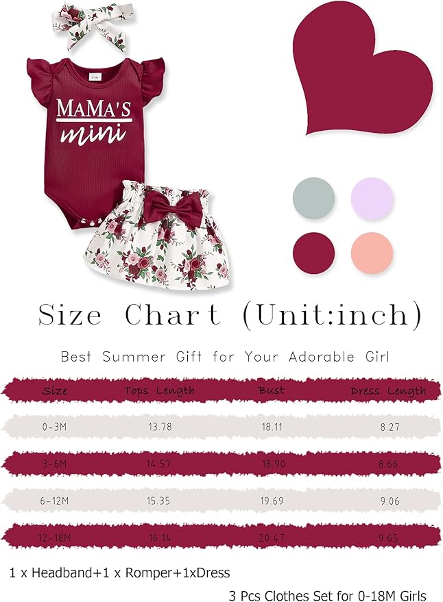 Newborn Infant Clothes Baby Girl Dress Summer Toddler Outfit Cute Girl Romper Skirt Set+Headband