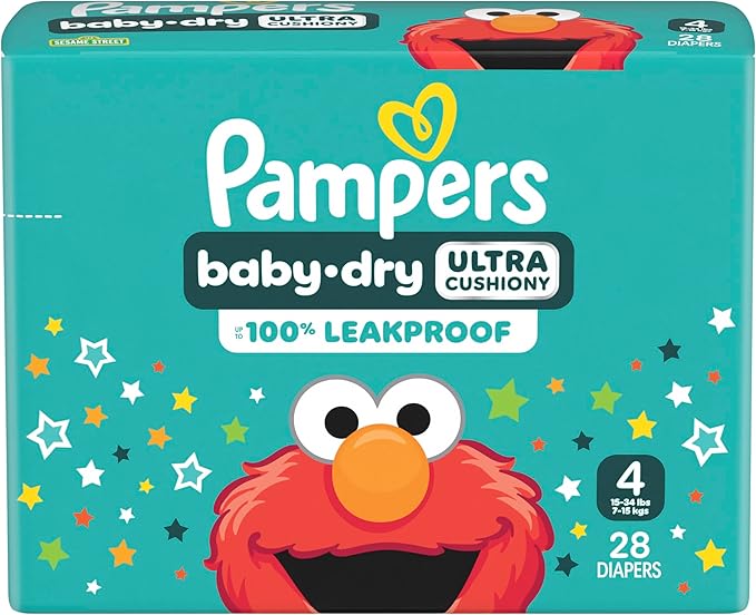 Pampers Diapers - Baby Dry - Size 4, 28 Count, Absorbent Disposable Infant Diaper (Packaging May Vary)