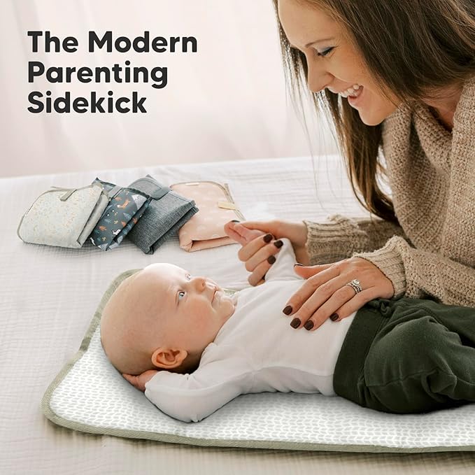 KeaBabies Portable Diaper Changing Pad, Easy Wipe Clean - Foldable Waterproof Baby Changing Mat for Diaper Bag, Compact, Lightweight, 25x13 Newborn, Infant, Baby Changer Travel Essential (Fox Vale)