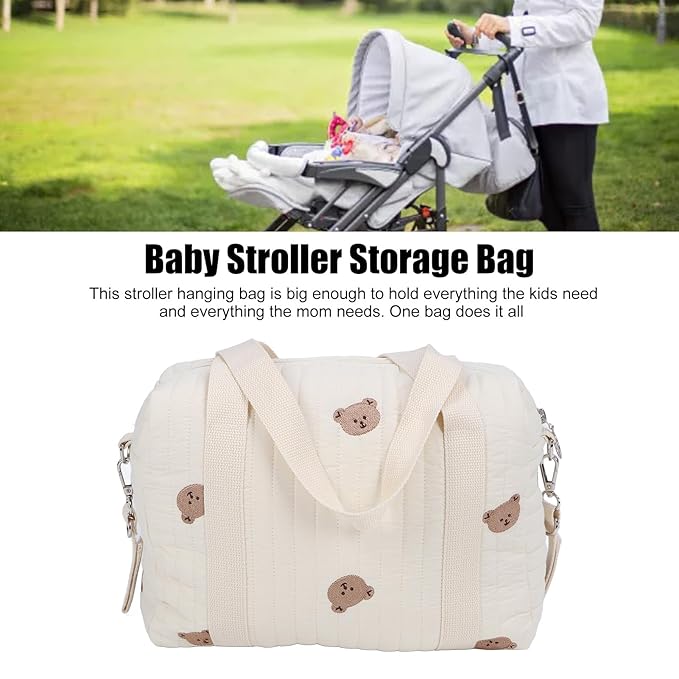 Universal Stroller Organizer, Multifunctional Baby Stroller Storage Bag Reusable Stroller Storage Bag Reusable Handbag Nappy Bag (Bear Bag)