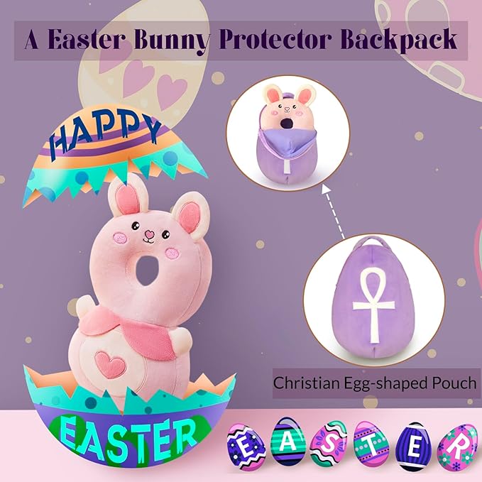 Bunny Baby Head Protector Backpack for Falling Crawling and Walking Toddler Essentials Harness Infant Helmets Baby Lover Gifts, Easter Basket Stuffer Essentials