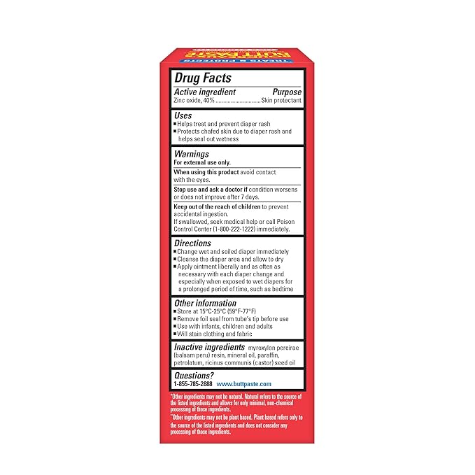 Boudreaux's Butt Paste Maximum Strength Diaper Rash Cream, Ointment for Baby, 2 oz Tube