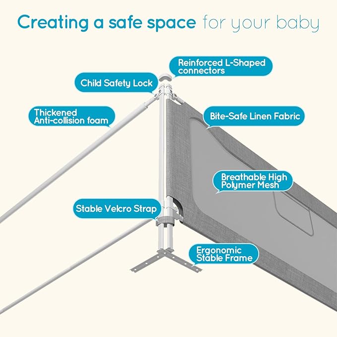 King Size Toddler Bed Rail: 3-Side Protection Bedrail for King Bed - Extral Tall Adjustable Child Safety Side Railing Guards for Infants Kids Child(78.7x78.7X 74.8')