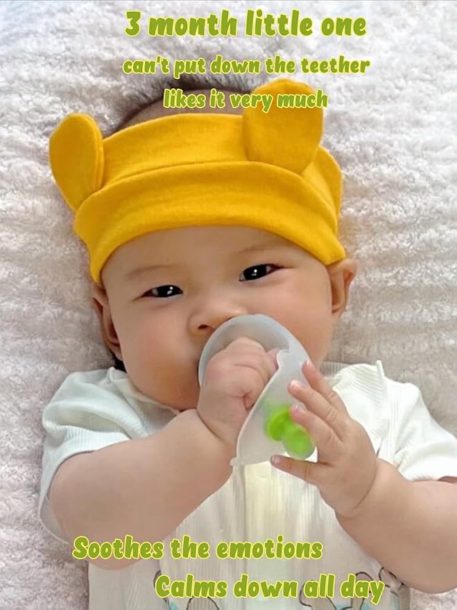 Baby chew Toy,Teether,Suitable for Baby Teething Toys Aged 0-6 and 6-12 Months,Cute and Fun Dinosaur Design,Food Grade Silicone, BPA Free, one-Piece Easy to Grip(Olive White)