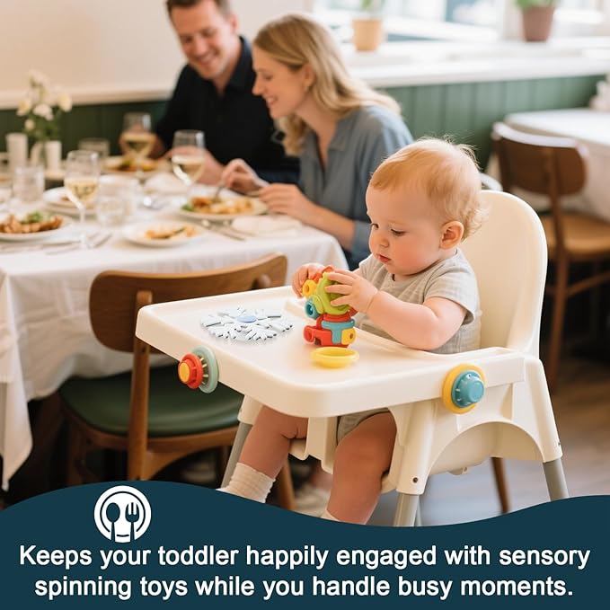 Large Baby Bath Suction Spinner Toys, Silicone Suction Spinner for Baby & Toddler, Novelty Spinning Top with Suction Cup for Highchair & Bathtub, Suction Toys for Car Window (Snowflake, Blue)