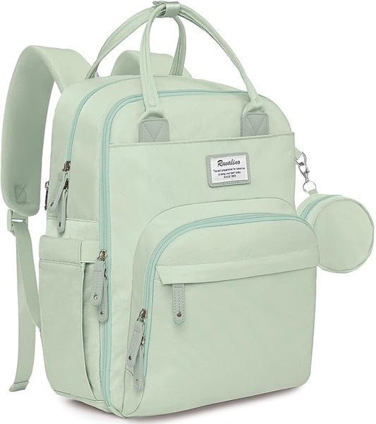 RUVALINO Diaper Bag Backpack-Multifunction Baby Travel Bag with Changing pad, Insulated Bottle Holders & Pacifier Case, Large Capacity, Waterproof, Mint Green