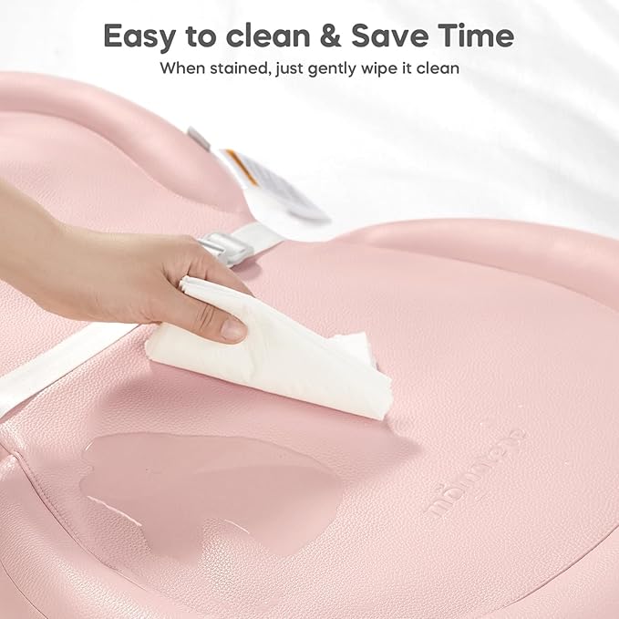 Mamatepe Baby Changing Pad, Soft, Foldable Leather Diaper Changing Pad, Contoured Changing Table Pads for Dresser, Waterproof & Non-Slip Wipeable, 30"X19", Pink