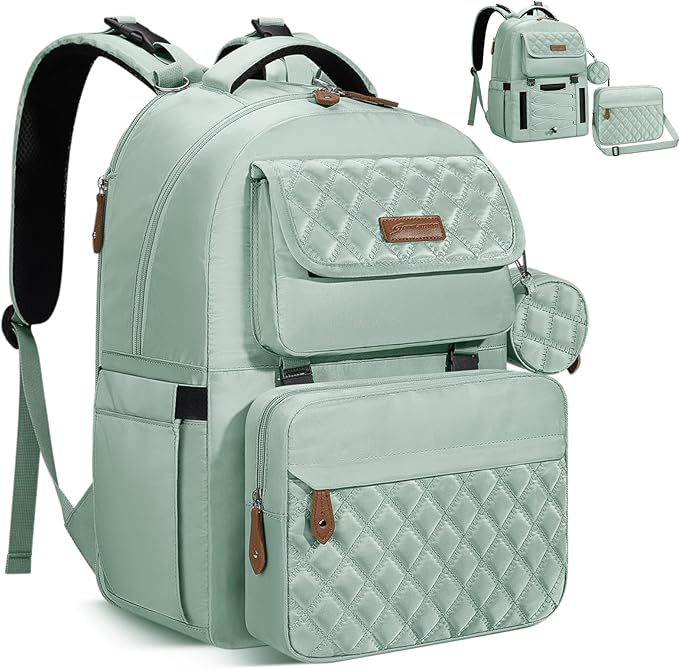 Maelstrom Diaper Bag Backpack,29L-45L Expandable Large Baby Bag for 2 Kids/Twins with Removable Cross Body Bottle Bag for Mom/Dad,Stylish Nappy Bag Gift for Boys/Girl-Mothers Day Gifts-Mint Green