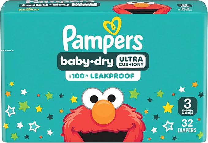 Pampers Diapers - Baby Dry - Size 3, 32 Count, Absorbent Disposable Infant Diaper (Packaging May Vary)