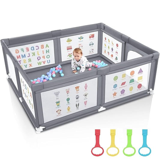 Baby Playpen for Babies and Toddlers, 71x60 Inches Thickening Tube Baby Playards Kids Activity Center with Anti-Slip Suckers Tear-Resistant Mesh