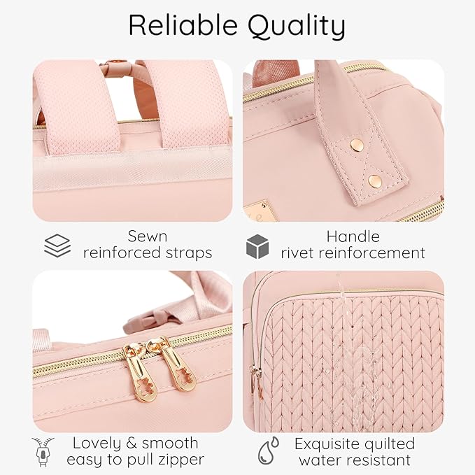 AIJIEKE Diaper Bag, Large Wide-Open Baby Diaper Backpack, Multi-functional Baby Travel Tote Bag, Diaper Bag with Changing Pad, Diaper Bags for Mom & Maternity (Pink)