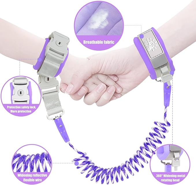Toddler Leash for Walking, Toddler Safety Harnesses Leashes, Safety Harness with Lock for Kids, Anti Lost Wrist Link for Toddlers ,Upgrade with Reflective Tape Liner(6.5ft)for Kids