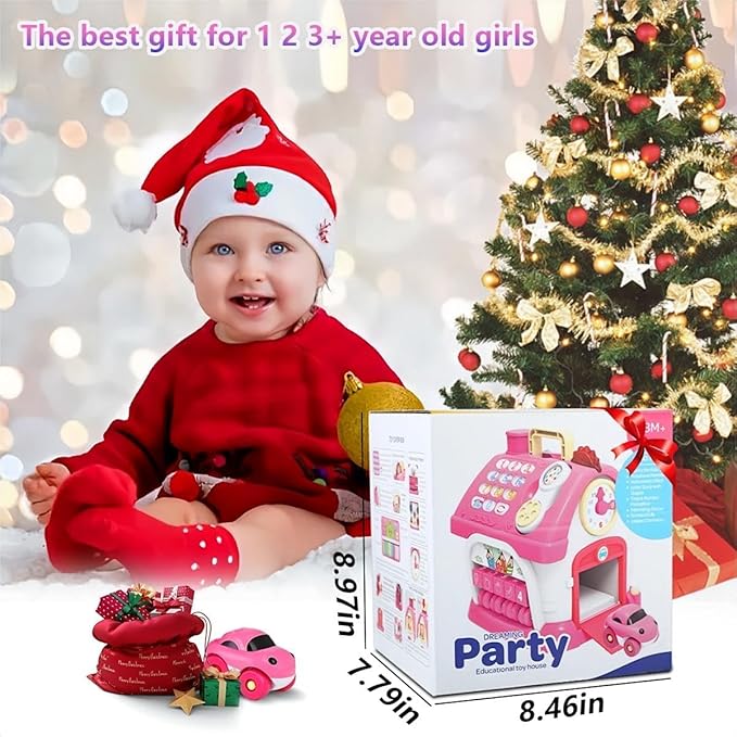 Toys for 1+ Year Old Girls - Montessori 8-in-1 Musical Activity House Toys with Lights, Sounds & Bilingual EN/ES Learning, First Birthday & Xmas Gifts for 1 2 3 Year Old Girl