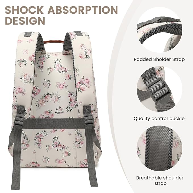 Diaper Bag Backpack, Large Baby Nappy Bags with Portable Changing Pad for Boys and GirlsMultifunction Travel Baby Bag for Moms Dads, Shower Gifts Waterproof and Stylish,Flower Beige
