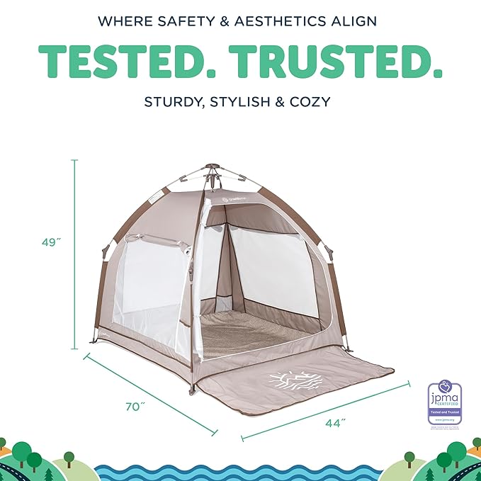 Baby Delight Go with Me Villa Portable Tent and Playard | Kids Tent and Playhouse | Indoor and Outdoor | Sandstone
