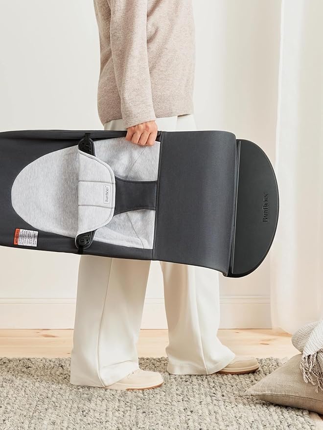 BabyBjörn Bouncer Balance Soft, Woven/Jersey, Dark Gray/Gray | 2-in-1 Adjustable Baby Bouncer Seat and Toddler Chair, Newborn to Toddler (8-29 lbs), 4 Positions, Lightweight & Portable
