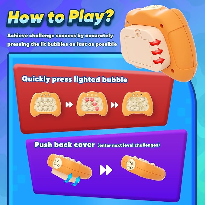 Handheld Game for Kids 6-12 with Lights and Sounds, Sensory Fidget Toys for Kids 8-12, Birthday Gifts for 6 7 8 9 Year Old Girls & Boys & Teens -Orange