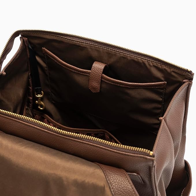 Freshly Picked Classic II Diaper Bag Backpack, Wipeable Vegan Leather With Changing Pad, Convertible (Espresso V2)