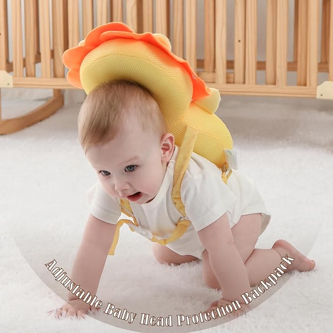 Baby Head Protector Backpack -Soft & Lightweight Pads - Prevents Bebes Backward Fall Lion Plush Stuffed