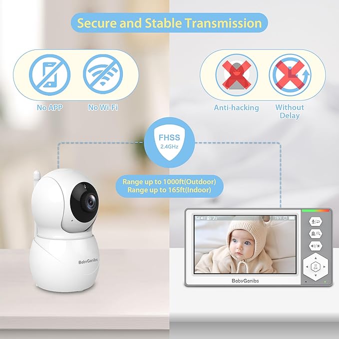 Baby Monitor with 3 Cameras Standby for 23-Hour Battery, Remote Control 4.3'' IPS Video Baby Monitor No WiFi Up to 1000ft Range, ECO, Night Vision, Temperature, 2-Way Talk, 8 Lullabies