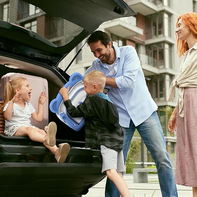 TPN Collapsible Baby Bathtub, Baby Bath Tub with Soft Cushion & Real-Time Thermometer, Baby Bathtub Infant to Toddler Tub (0-36 Months), Portable Travel Baby Tubs for Newborns (Blue)