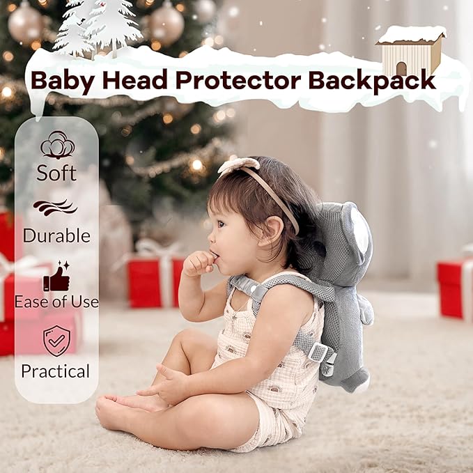 Baby Head Protector Backpack for Falling Crawling and Walking Toddler Essentials Infant Toys Helmets Baby Lover Gifts for 0.5-3 Years 6-12 Months