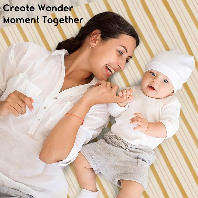 Yoofoss Pack and Play Sheets Fitted, Mini Crib Sheets 2-Pack for Pack N Play Mattress, Stretchy Playard Sheet, Soft and Breathable (Brown+Stripe)