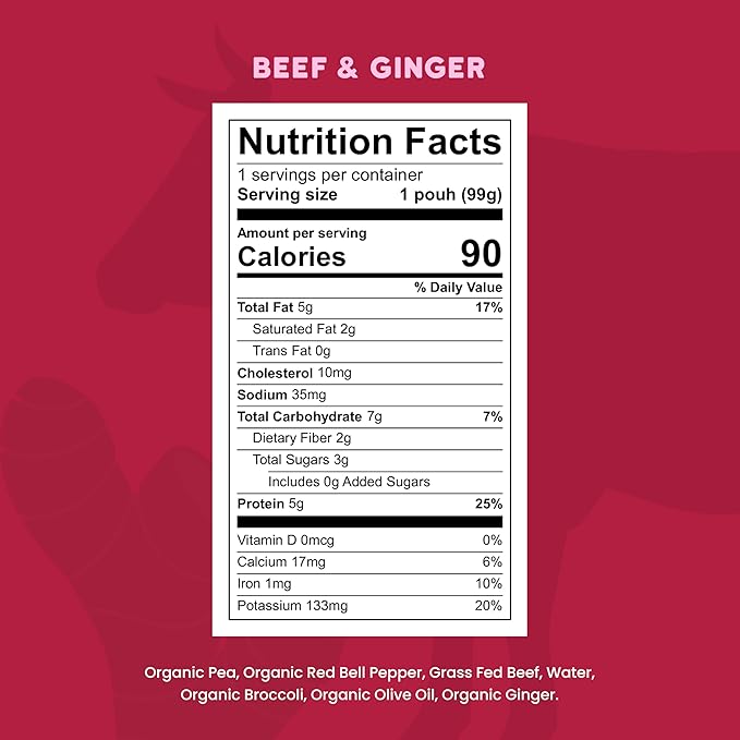 Serenity Kids 6+ Month Organic Beef & Veggie Baby Food Pouches - Grass-Fed Beef with Organic Pea, Bell Pepper & Broccoli - BPA-Free Baby Puree Pouch - 3.5 Oz, 12 Pack