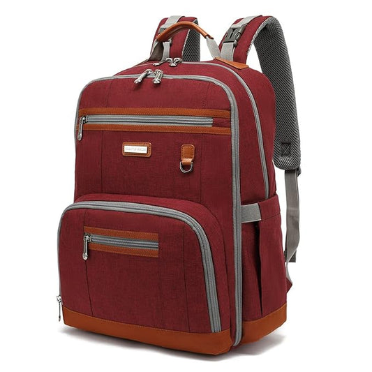 Diaper Bag Backpack, Large Baby Nappy Bags with Portable Changing Pad for Boys and GirlsMultifunction Travel Baby Bag for Moms Dads, Shower Gifts Waterproof and Stylish,Red