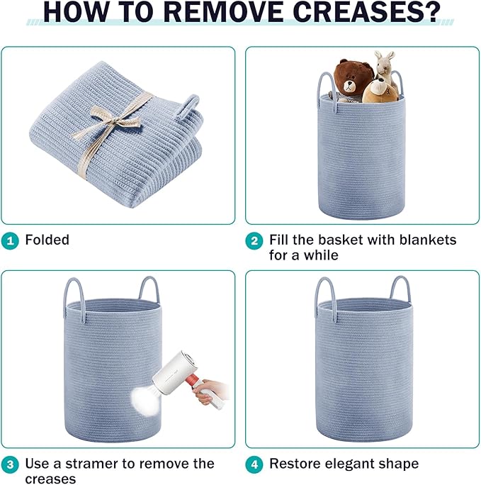 YOUDENOVA Laundry Hamper Basket, Woven 58L Tall Laundry Basket for Blanket Organizer- Nursery Hamper for Bedroom And Bathroom Storage