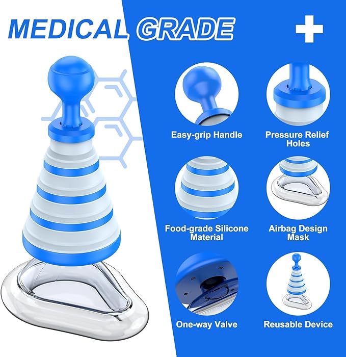 Foldable Vacuum Suction Device – Compact Body Suction Apparatus for Kids & Adults, Portable First Aid Kit Blue
