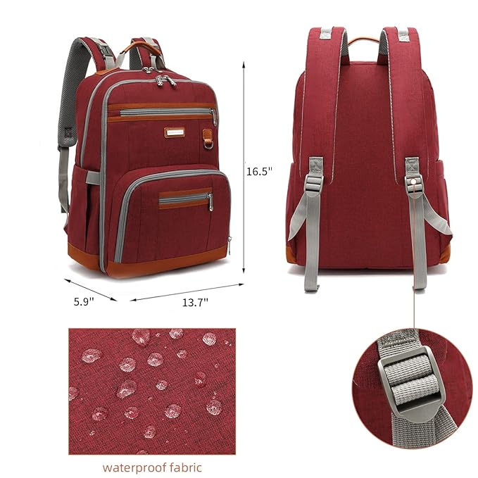 Diaper Bag Backpack, Large Baby Nappy Bags with Portable Changing Pad for Boys and GirlsMultifunction Travel Baby Bag for Moms Dads, Shower Gifts Waterproof and Stylish,Red