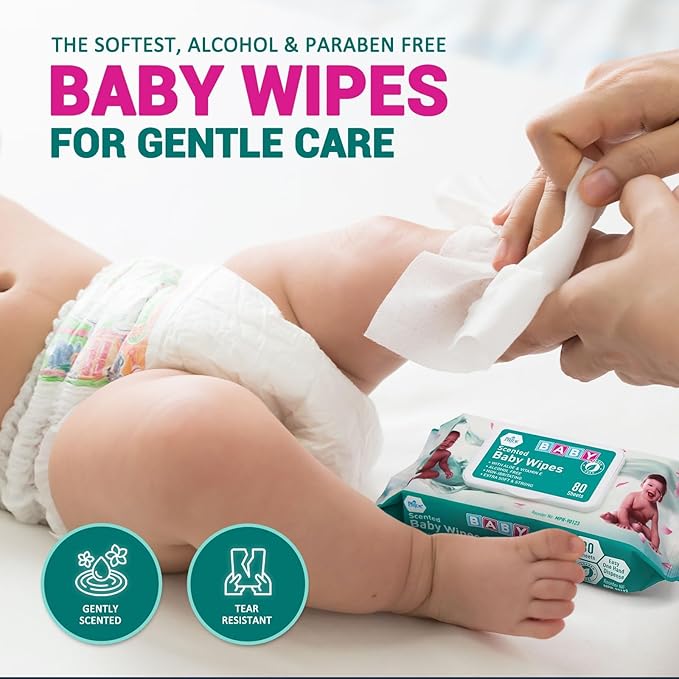 MED PRIDE Scented Baby Wipes Bulk Pack of 960, Alcohol-Free with Soothing Aloe Vera and Vitamin E, Extra Soft and Strong, Paraben-Free