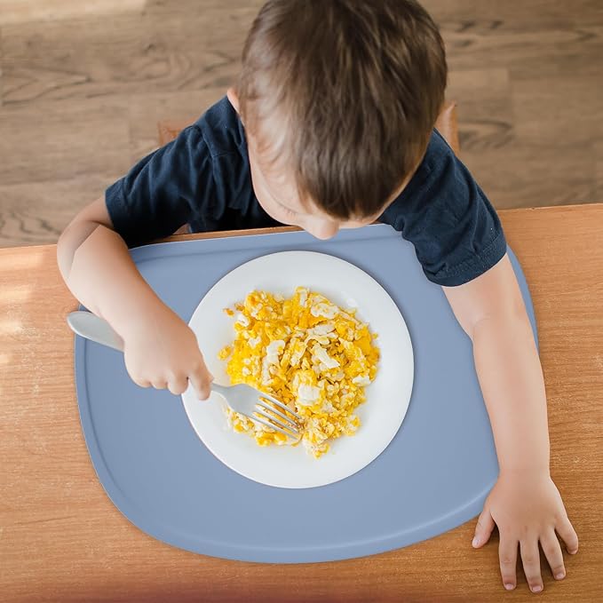 Cuddle Campus Set of 3 Silicone Placemats with Raised Edges for Kids,Toddlers,Babies, Non-Slip Dinning Table Mat, Baby Eating Mat, Food Mat Set 2