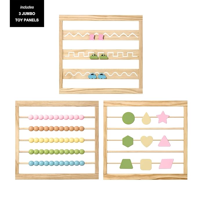 Wooden Playpen Extra Large for Toddlers and Babies - Foldable, Expandable, Adjustable - 8-10 Panels - Natural Wood - Unisex - Playpen