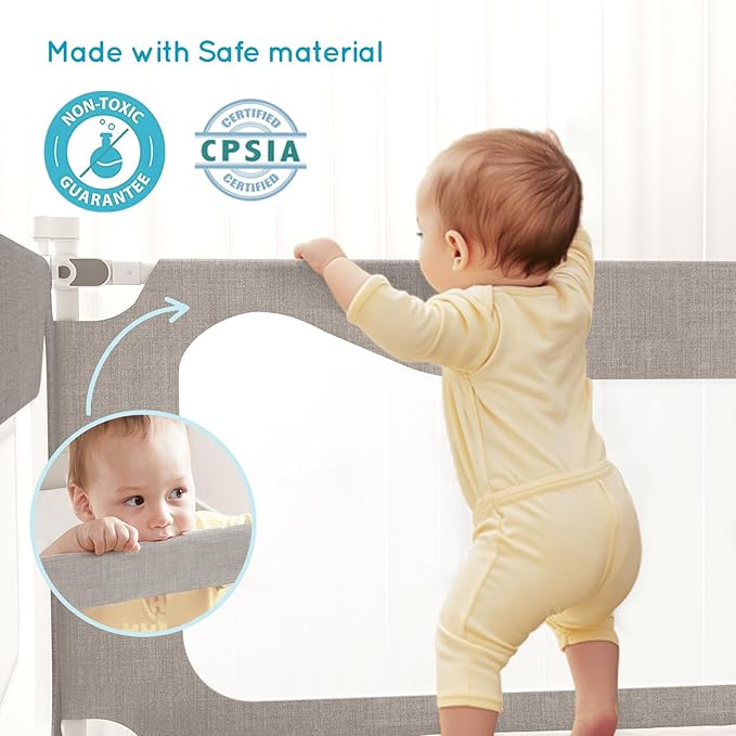 King Size Toddler Bed Rail: 3-Side Protection Bedrail for King Bed - Extral Tall Adjustable Child Safety Side Railing Guards for Infants Kids Child(78.7x78.7X 74.8')