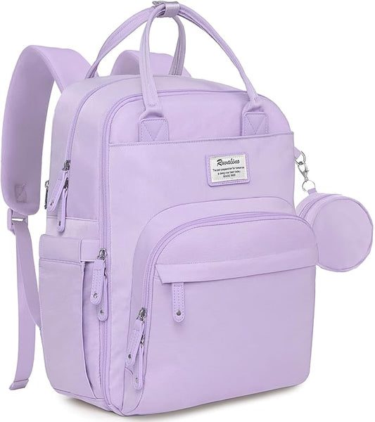 RUVALINO Diaper Bag Backpack, Multifunction Travel Pack Maternity Baby Changing Bags, Large Capacity, Waterproof, Taro Purple