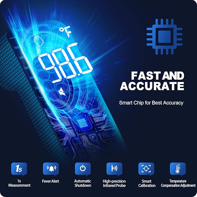 No-Touch Thermometer for Adults and Kids, Accurate Digital Baby Thermometer, Fever Alarm & Silent Mode, 2 in 1 Forehead & Object Mode