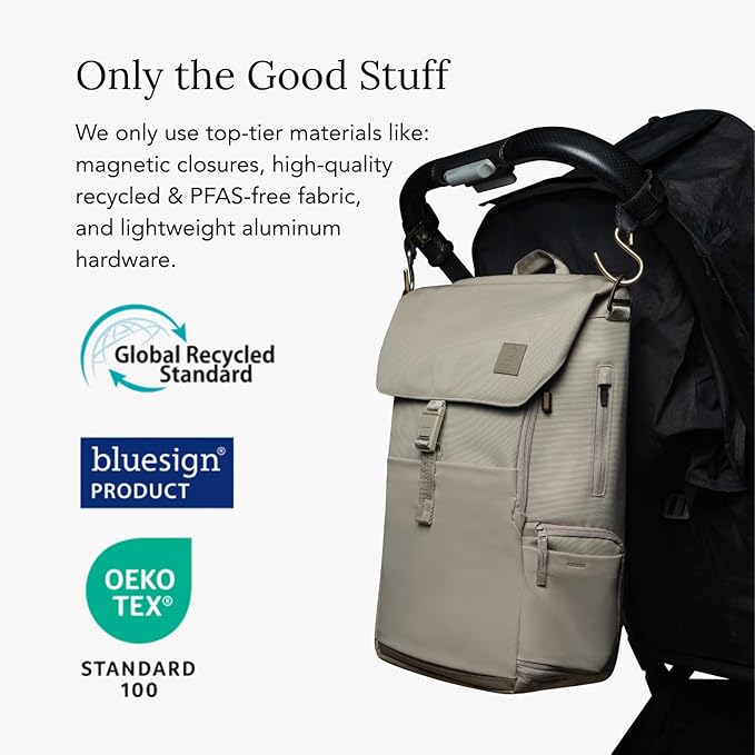 Huhu Diaper Bag Backpack – Large Baby Bag for Moms & Dads – Water-Resistant, Unisex Travel Kit for New Parents – Includes Changing Pad and 2 Organizer Pouches (Daybreak Taupe)