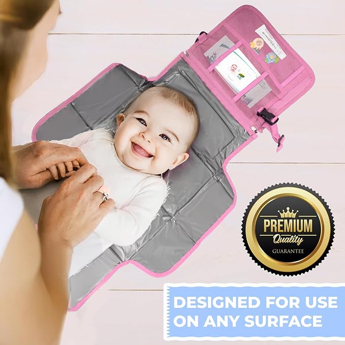 Usakinon® Portable Diaper Changing Pad – Newborn Essentials, CPC Certified, Travel Diaper Clutch & Waterproof Changing Station, Lightweight & Foldable, Touchscreen-Friendly