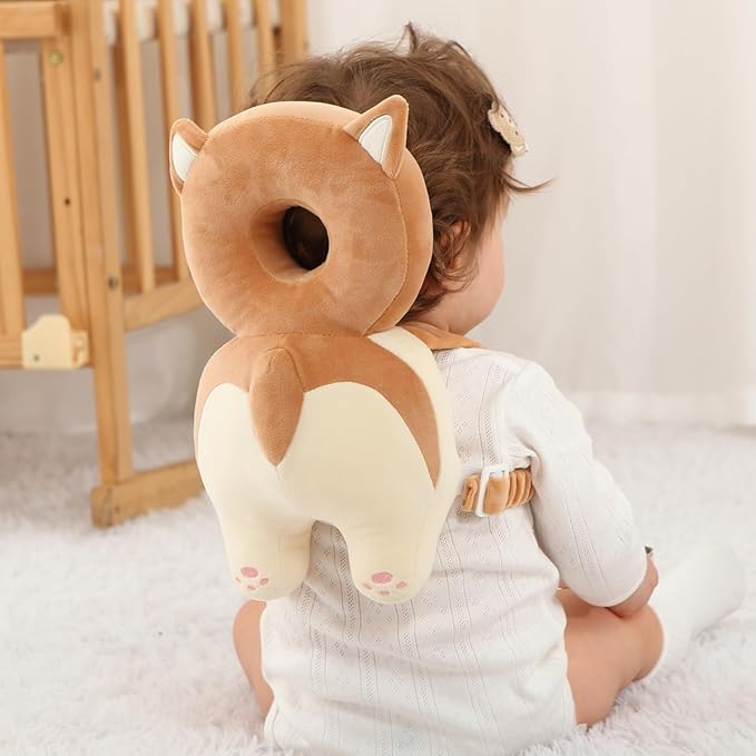 Baby Head Protector Backpack -Soft & Lightweight Pads - Prevents Bebes Backward Fall Corgi