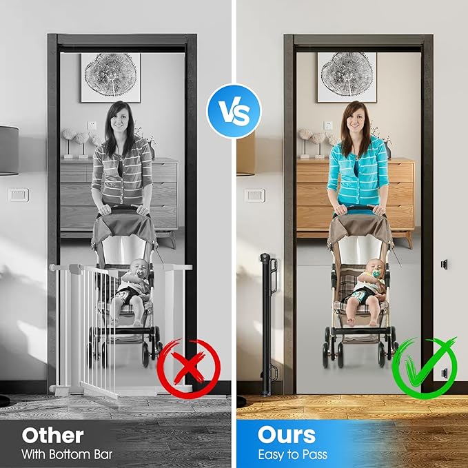 Retractable Safety Baby Gate or Mesh Dog Gate,Durable Portable Mesh Retractable Gate,Easy to Use for Stairs, Doorways, Hallways, Indoor, Outdoor, 33.5" Tall, Up to 45" Wide, Black