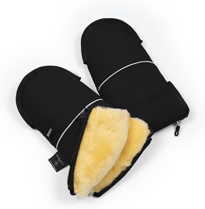 Werner Christ Baby Sheepskin Hand Warmer - GLOVY Luxe Gloves are The Ideal Baby Carriage muff Made of Medical Fur, Warm Universal and Water-Repellent Hand muff
