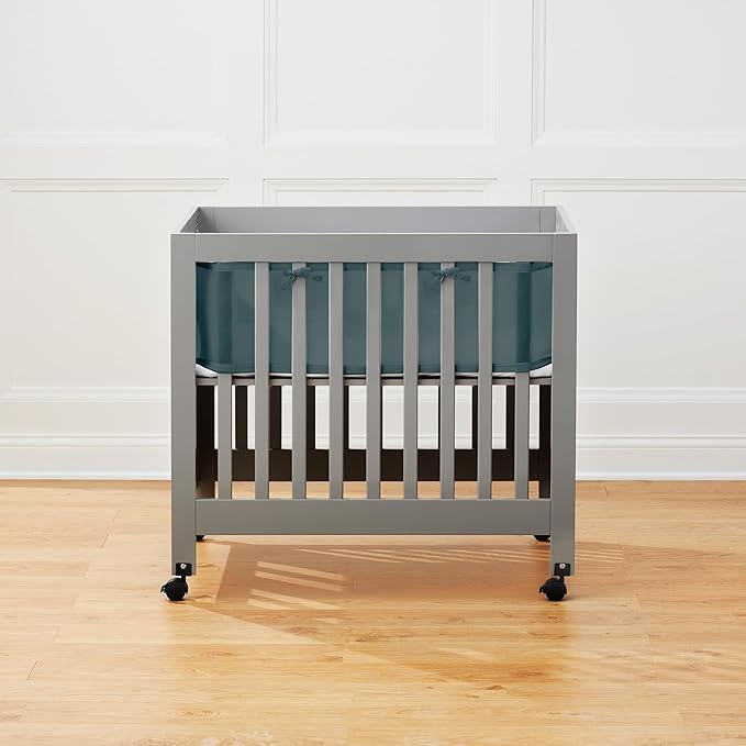 Breathable™ Mesh Liner for Mini Cribs, Deluxe 4mm Mesh, Blue Haze (Size 4M Covers 4 Sides, Mini Cribs Only)