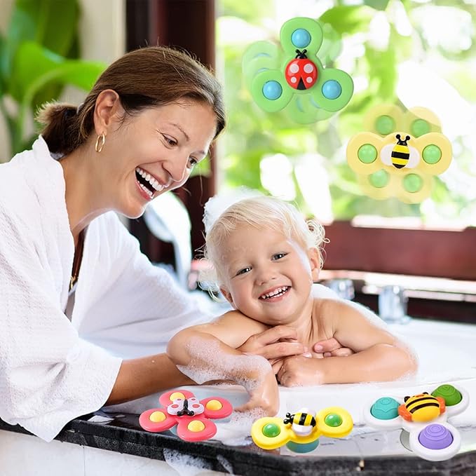 Suction Cup Spinner Toy for Baby - Suction Cup Fidget Spinner Toys Bath Toys Window Spinning Top Baby Toys 12-18 Months Christmas Birthday Gifts for 1 2 3 Boys Girls Sensory Toys for Toddlers 1-3
