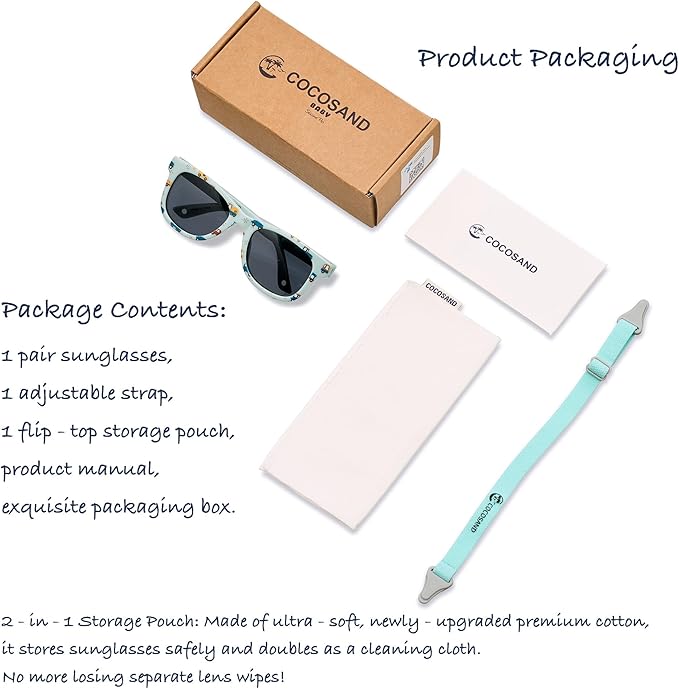 COCOSAND Flexible Polarized Baby Sunglasses with Strap UV Protection for Toddler Infant Girl Boy Age 0-24 Months